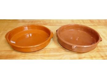 Pair Of 15 Inch Terra Cotta Cazuelas / Cooking Pots