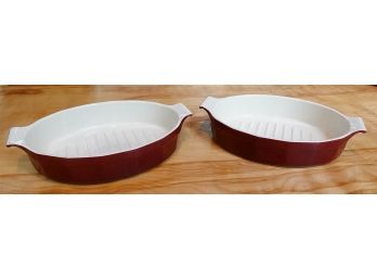 Pair Of Large Emile Henry For Williams Sonoma Oval Bakers