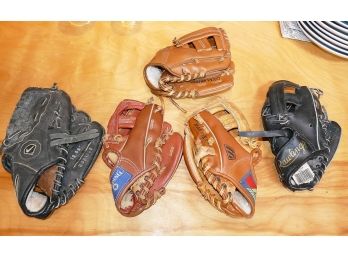 5 Different Youth Baseball Gloves - Wilson, Mizuno, Rawlings, Franklin
