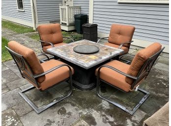 Costco 5-Pc Fire Chat Set With Slate Top & Sunbrella Fabric Cushions (Cost $1,400)