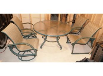 Alu-mont Outdoor Dining Set - Round Table & 4 Chairs