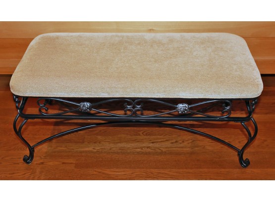 Bombay Company Outlet Upholstered Bench With Wrought Metal Base