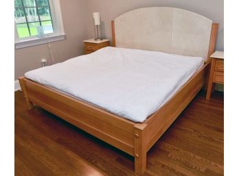 Custom Wood Bed With Marble Headboard From Brazil - King Size