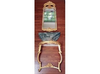 Antique Swedish Rococo Style Gilt Mirror & Marble Top Console Table - AB Exportlist