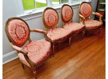 Four Louis XVI Style Giltwood Chairs