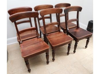 Set Of 6 Crate & Barrel Wood Farmhouse Dining Chairs