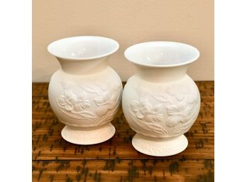 Pair Of Manfred Frey AK Kaiser Germany Bisque Porcelain Vases - Signed