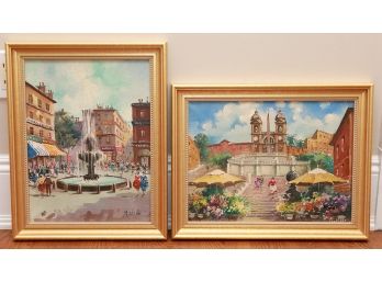 2 Original Oil Paintings By M. DiLeo