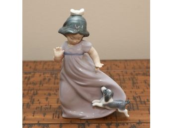 NAO By Lladro Porcelain Girl With Puppy 1987
