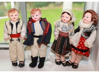Set Of 4 Vintage German Dolls - Bisque Heads