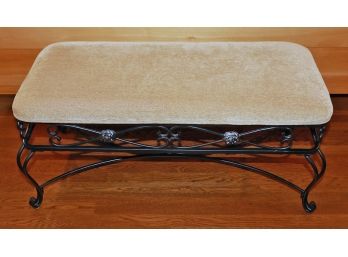 Bombay Company Outlet Upholstered Bench With Wrought Metal Base