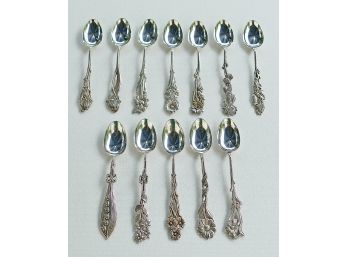 Set Of 12 Vintage Georg Wessfelt Demitasse Sweden Silver Spoons - .830 Or .925 Purity