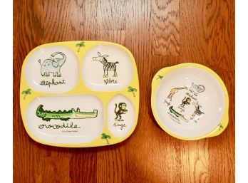La Chaise Longue Child's Jungle Theme Melamine Plate & Bowl