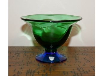 Orrefors Swedish Blue & Green Glass Bowl - Designed By Erika Lagerbielke