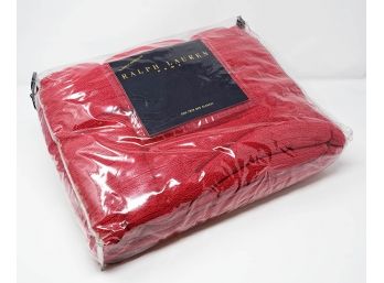 Ralph Lauren Twin Size Cotton Bed Blanket - In Red - Never Used