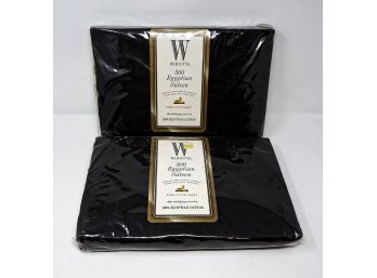 Set Of 2 Wamsutta Eqyptian Cotton Fitted Sheets - King Size (Raven Black) - New In Packaging
