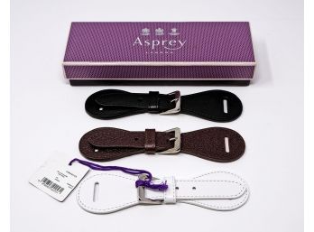 3 Different Asprey Leather Waist Belts - Excellent With One Unused With Tag