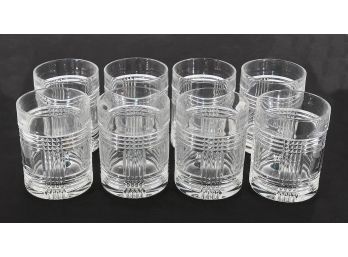 Set Of 8 Ralph Lauren Glen Plaid Crystal Old Fashioned Glasses - In Excellent Condition