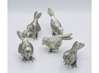 Set Of 5 Metal Bird Sculptures