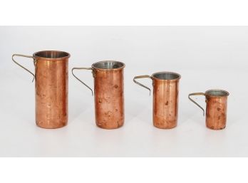 Set Of 4 Copper Measuring Cups - 1/4, 1/3, 12, 1 Cup