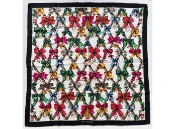 Vintage Karl Lagerfeld Christmas Silk Scarf - Made In Italy