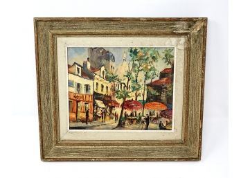 Vintage Original Oil On Canvas 'place Du Tertre Montmartre'