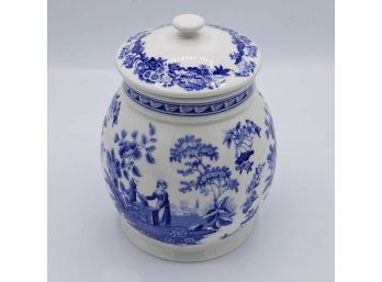 Spode Blue Room Covered Bookie/Biscuit Jar - Blue & White - 8'h