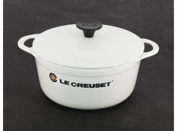Le Creuset #18 2QT Enameled Cast Iron Round Dutch Oven In White - Never Used