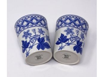 Pair Of Spode Blue Geranium Porcelain Tumblers