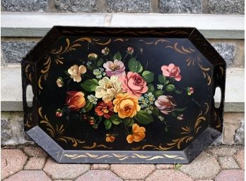 Large Vintage Hand-Painted Tole Tray