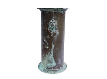 1930s English Copper Umbrella/Cane Stand With Lion Heads