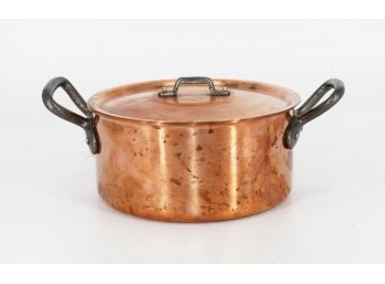 French Copper Pot With Handles And Lid