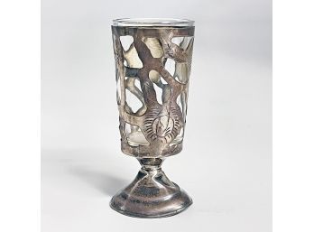 Vintage Mexico Sterling Silver & Glass Cordial / Shot Glass