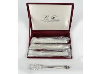 Vintage Set Of 4 Godinger Silverplate Appetizer Forks - Unused In Box