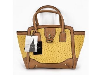London Fog Mustard Faux Ostrich Satchel - Never Used With Tags Attached (Retail $175)