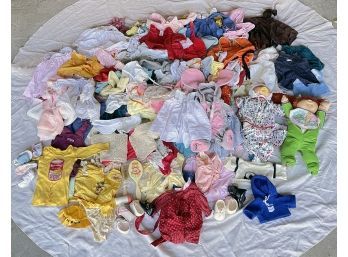 Large Lot Of Doll Clothing & 2 Vintage Cabbage Patch Kids Dolls