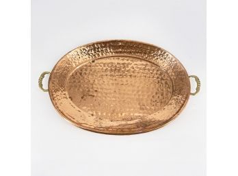 Hammered Copper Serving Platter With Handles