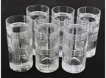Set Of 6 Ralph Lauren Glen Plaid Crystal Highball Glasses - In Excellent Condition