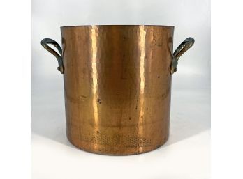 Large French Copper Stock Pot With Handles - 9.5' Tall (w/o Lid)