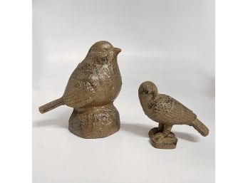 Pair Of Cast Iron Bird Sculptures