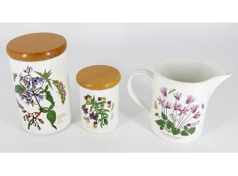 Portmeirion Botantic Gardens Earthenware Canisters And Pitcher