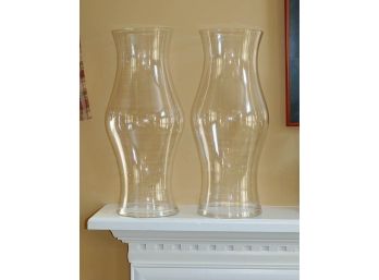 Pair Of Glass Hurricane Vases