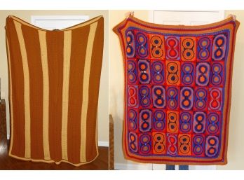 Two Vintage Afghan Throw Blankets