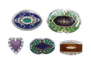 5 Different Art Deco Styled Brooches From Catherine Popesco