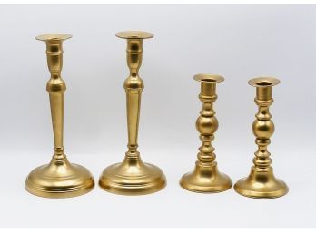 2 Pairs Of Gold Metal Candle Holders