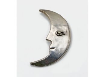 Vintage Mexico Sterling Silver Crescent Moon Brooch (TR-124)