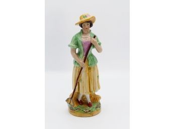 Antique Staffordshire Ware Porcelain Woman Figurine