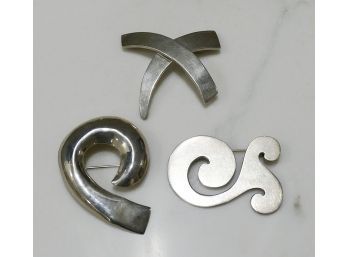 3 Vintage Sterling Silver Brooches/Pins From Mexico - Taxco