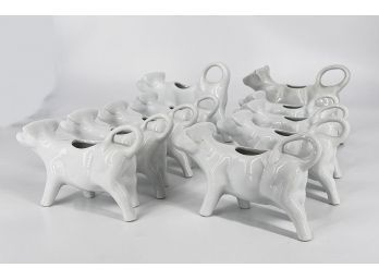 Set Of 10 Porcelain Cow Shaped Creamers - 8 Small / 2 Large