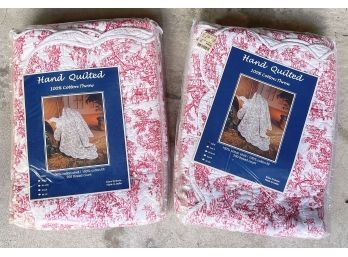 Set Of 2 Cotton Quilts - 50' X 60' (Scalloped Hem Finish) - New In Packaging